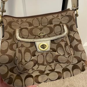 Coach Satchel Brown and Gold with Strap